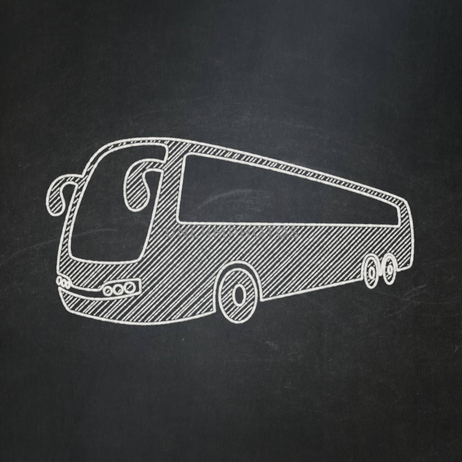 Travel concept: Bus on chalkboard background by maxkabakov
