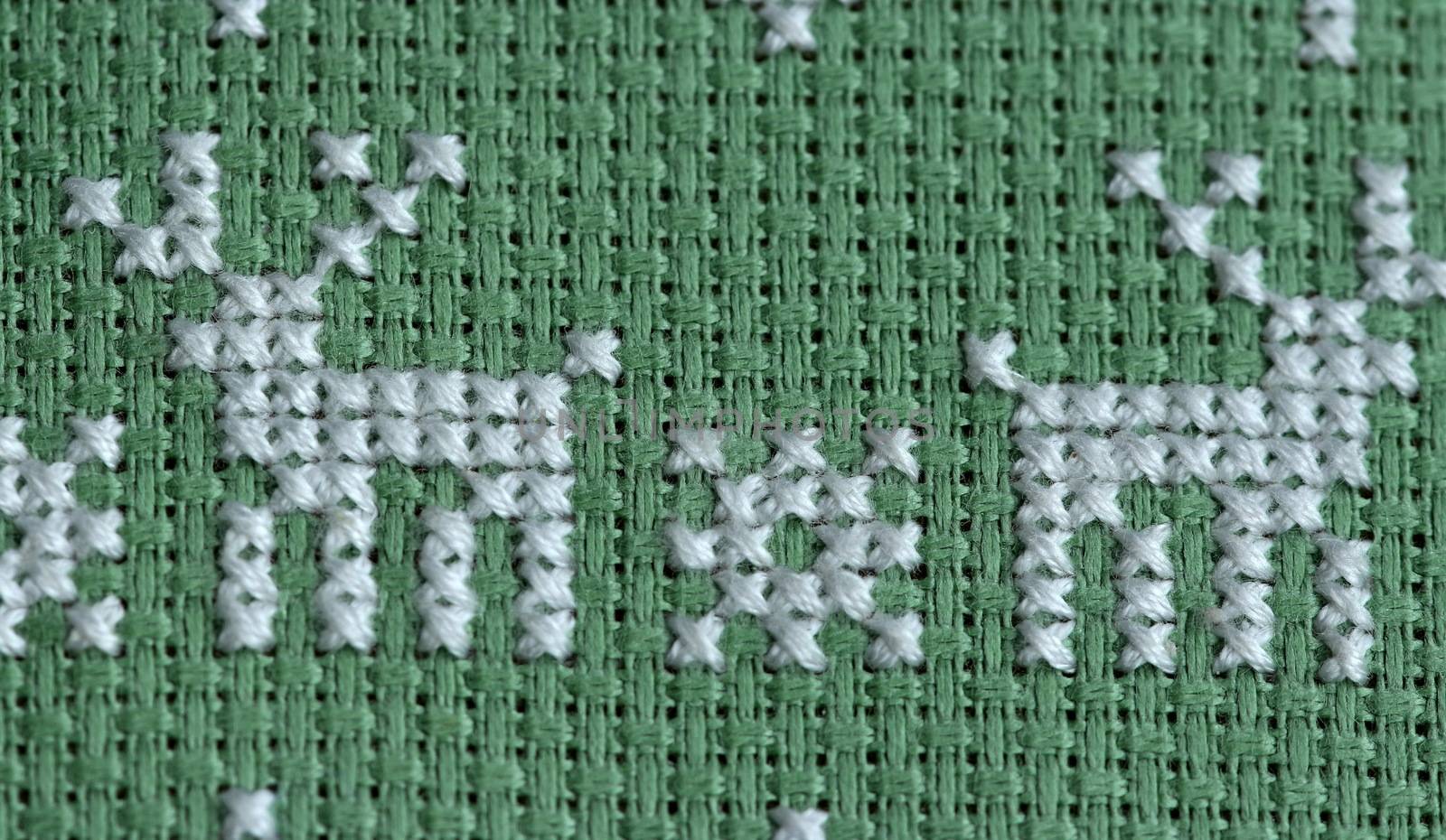 Christmas embroidery cross-stitch pattern with deer and snowflakes