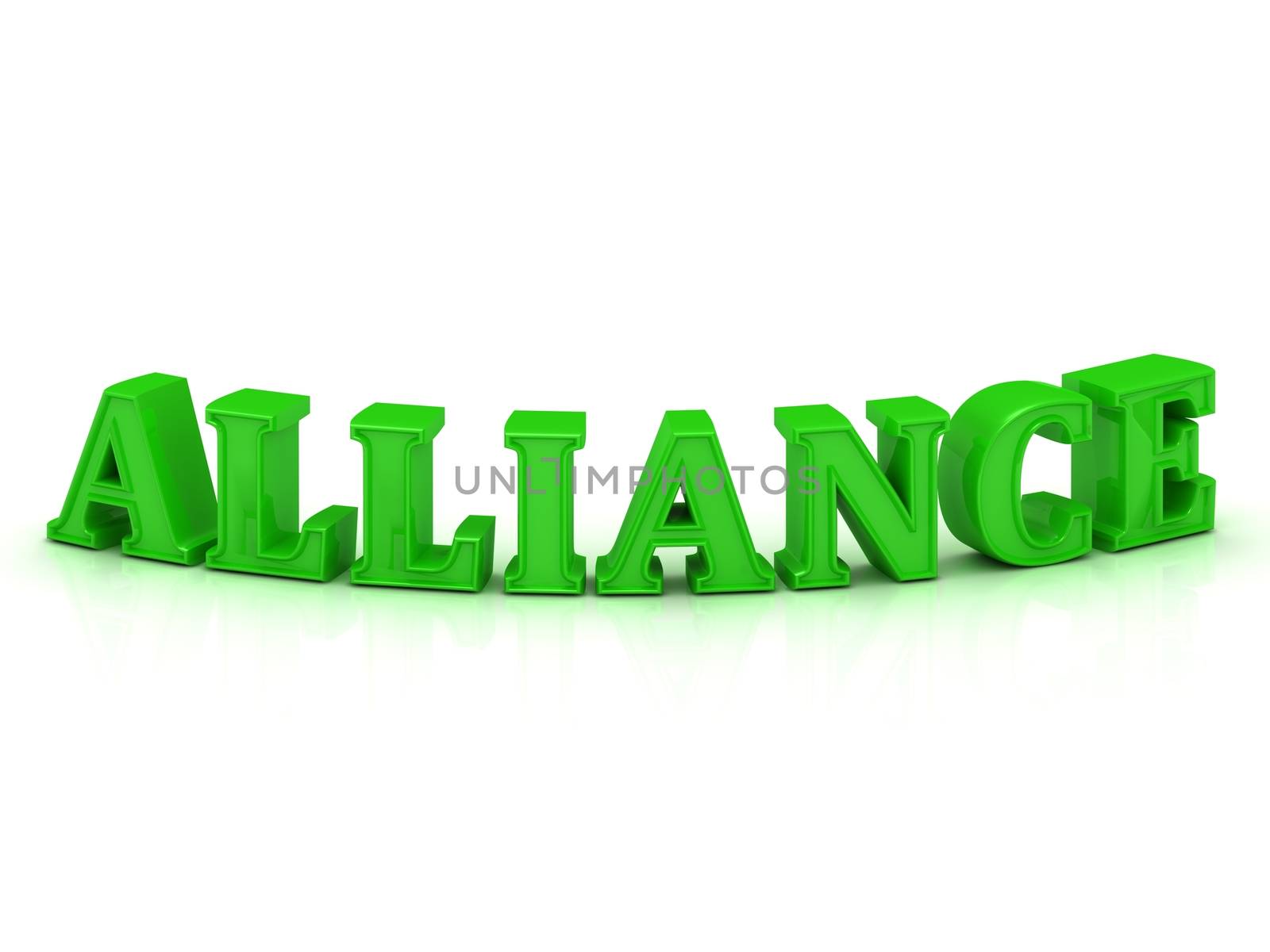 ALLIANCE - bright green bend word on a white background