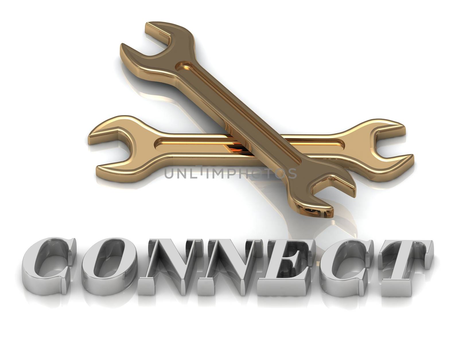 CONNECT- inscription of metal letters and 2 keys by GreenMost