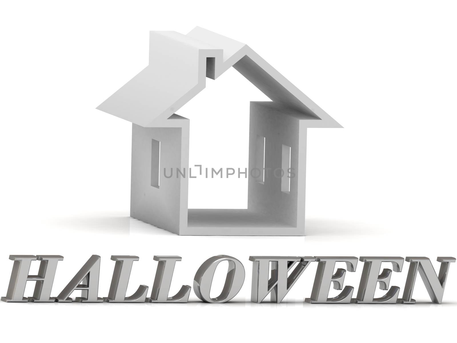 HALLOWEEN- inscription of silver letters and white house by GreenMost