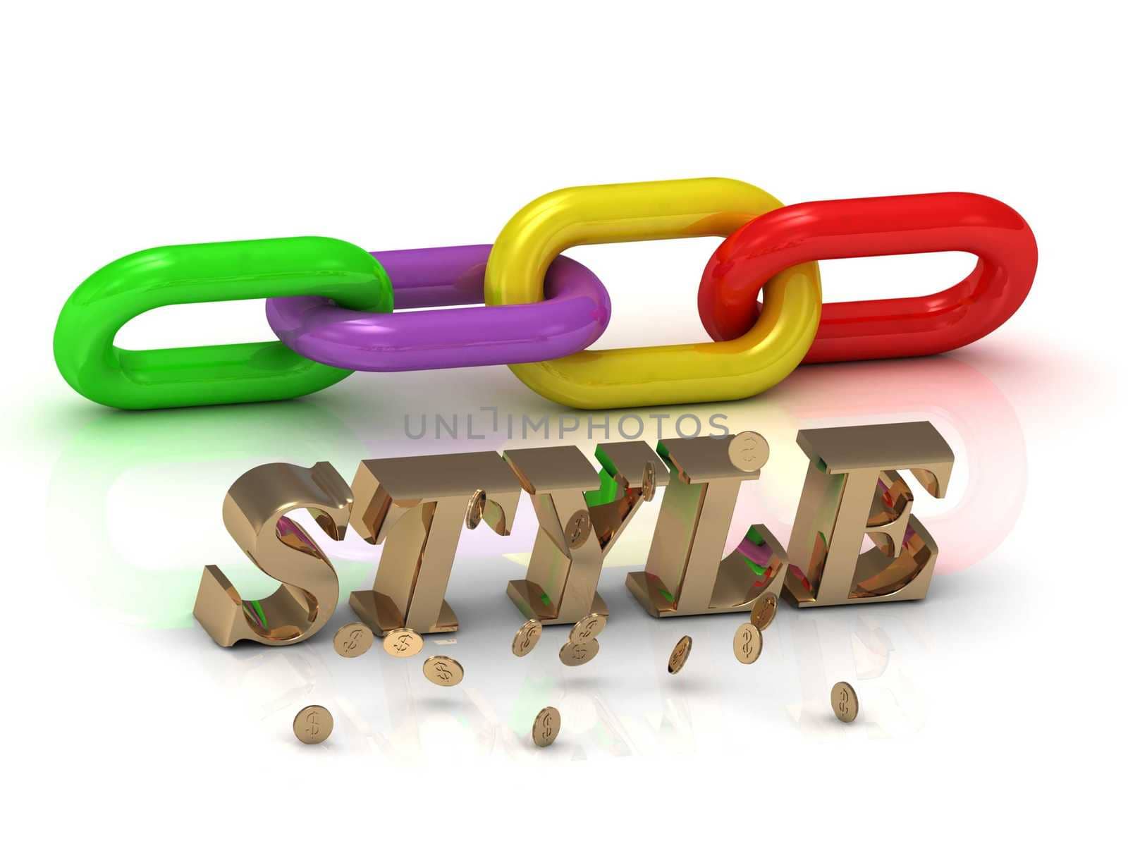 STYLE- inscription of bright letters and color chain on white background