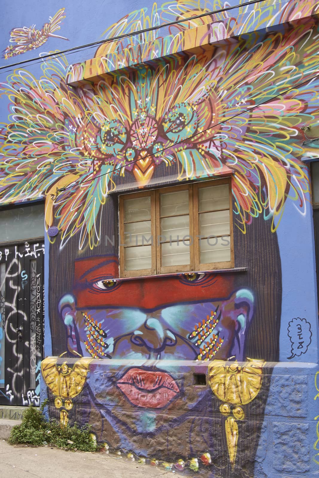 Colourful streets and building in the UNESCO World Heritage port city of Valparaiso in Chile.