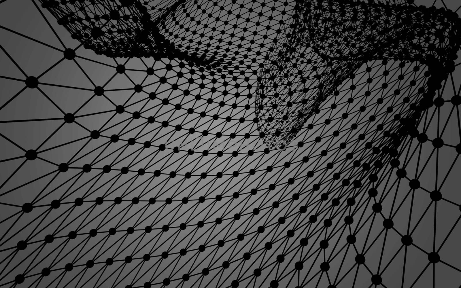 Abstract polygonal space low poly dark background with connecting dots and lines. Connection structure.