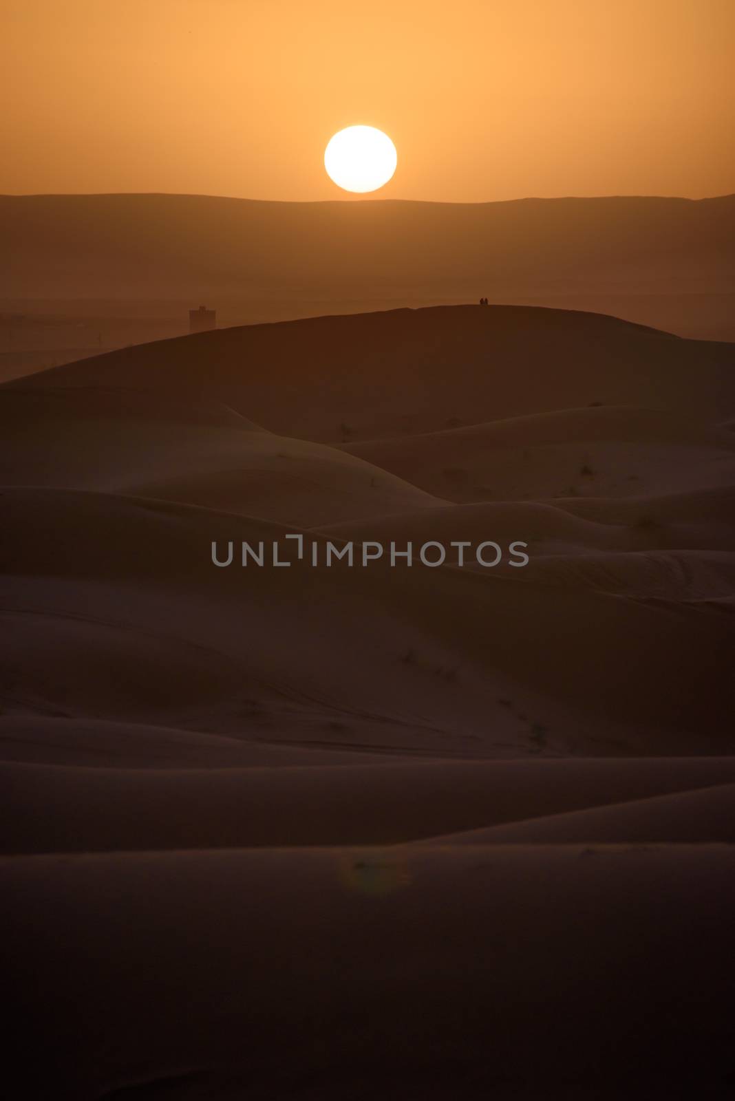 Sunset over the dunes, Morocco, Sahara Desert by johnnychaos