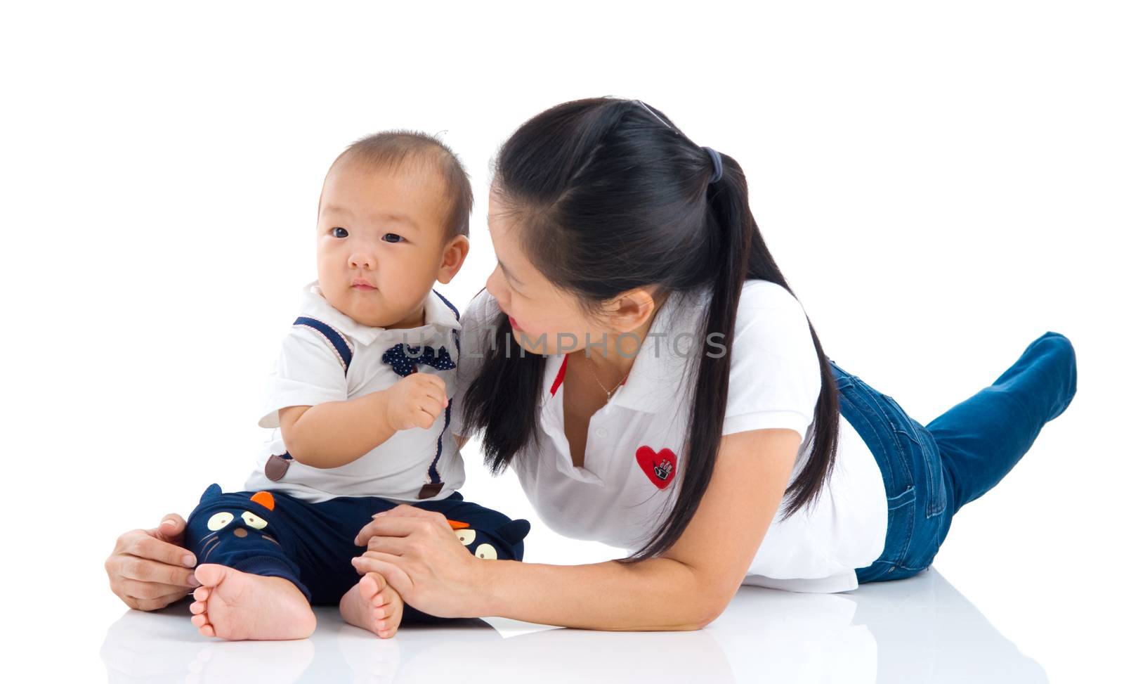 Asian mother and baby indoor portrait