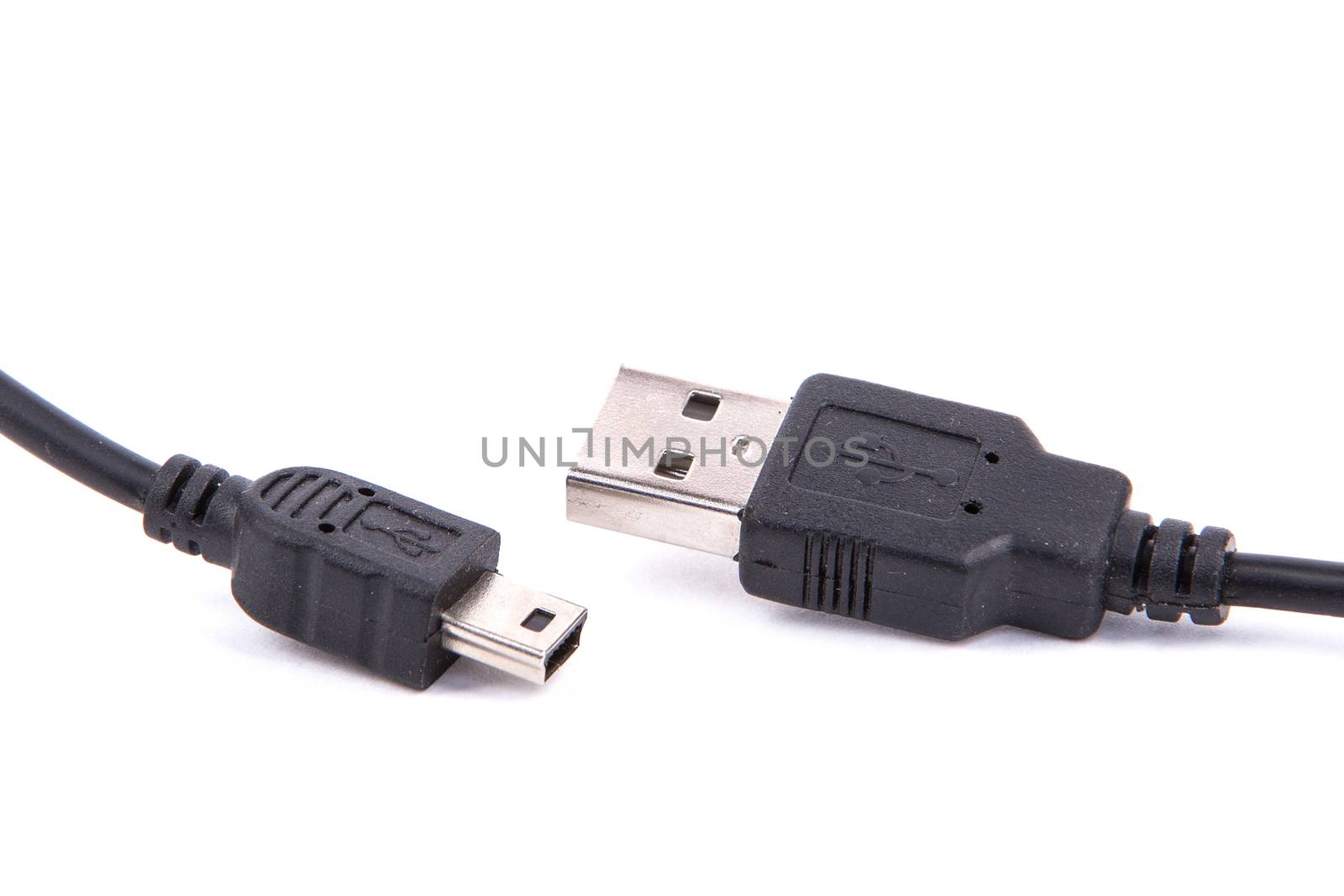 usb cable on an isolated white background by traza