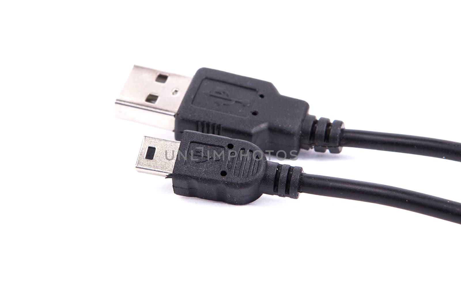 usb cable on an isolated white background by traza