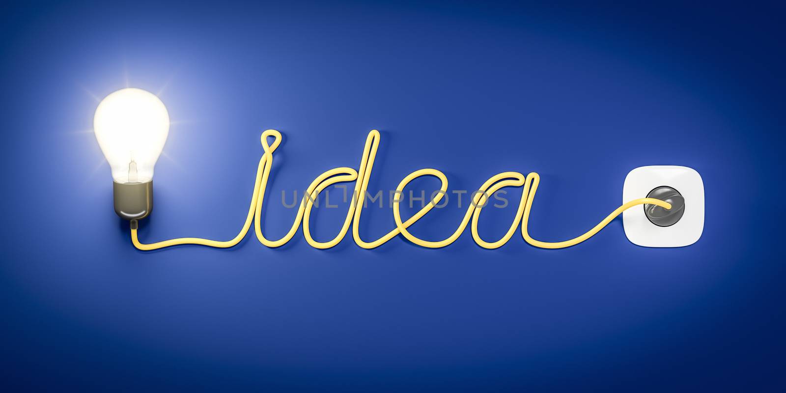 A light bulb building the word idea with the cable