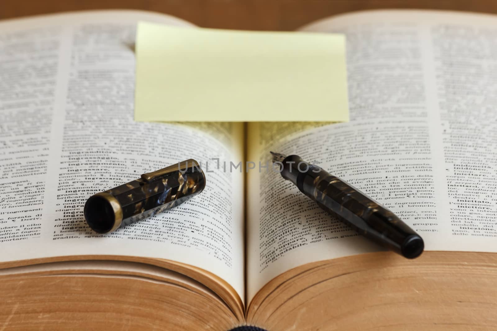 read a book and point -out  the words with a fountain pen ink