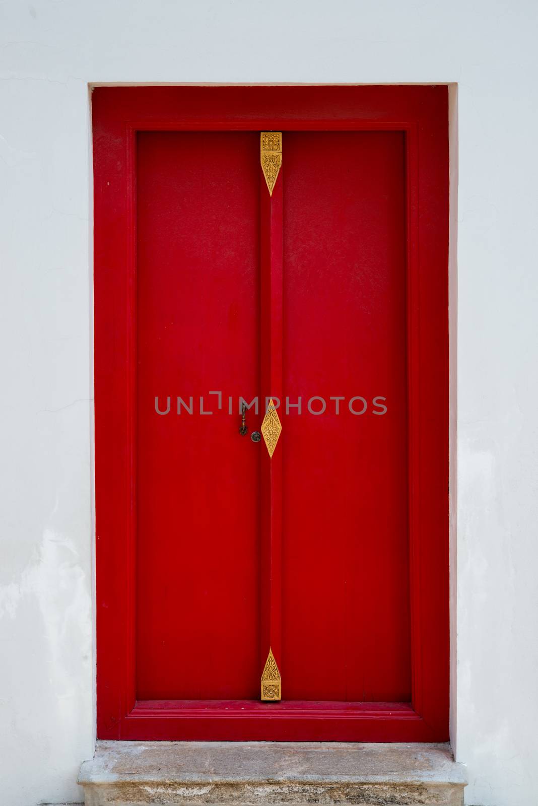 Chinese red door with Iron door handle