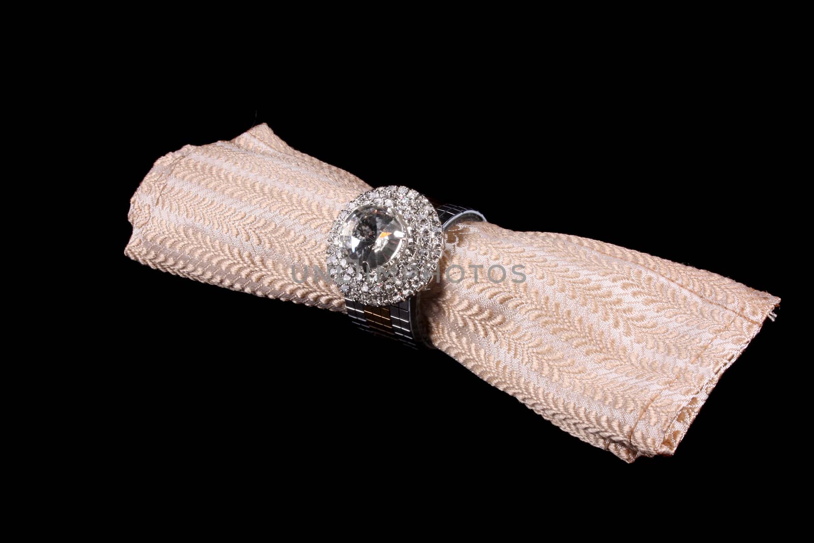 A luxurious tissue holder designed and decorated with diamonds in silver.