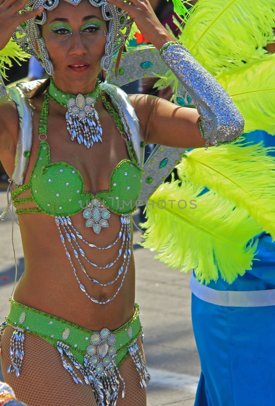 A dancer performing at a parade during a carnaval in Veracruz, Mexico 07 Feb 2016 No model release Editorial use only