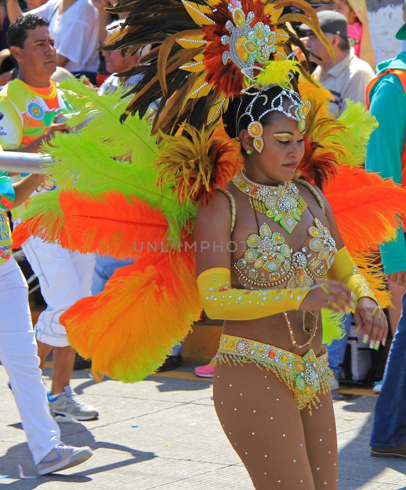 A dancer performing at a parade during a carnaval in Veracruz, Mexico 07 Feb 2016 No model release Editorial use only