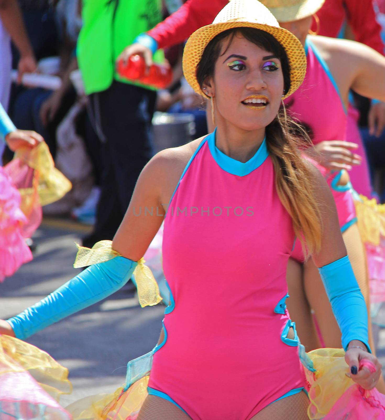 A dancer performing at a parade during a carnaval in Veracruz, Mexico 07 Feb 2016 No model release Editorial use only