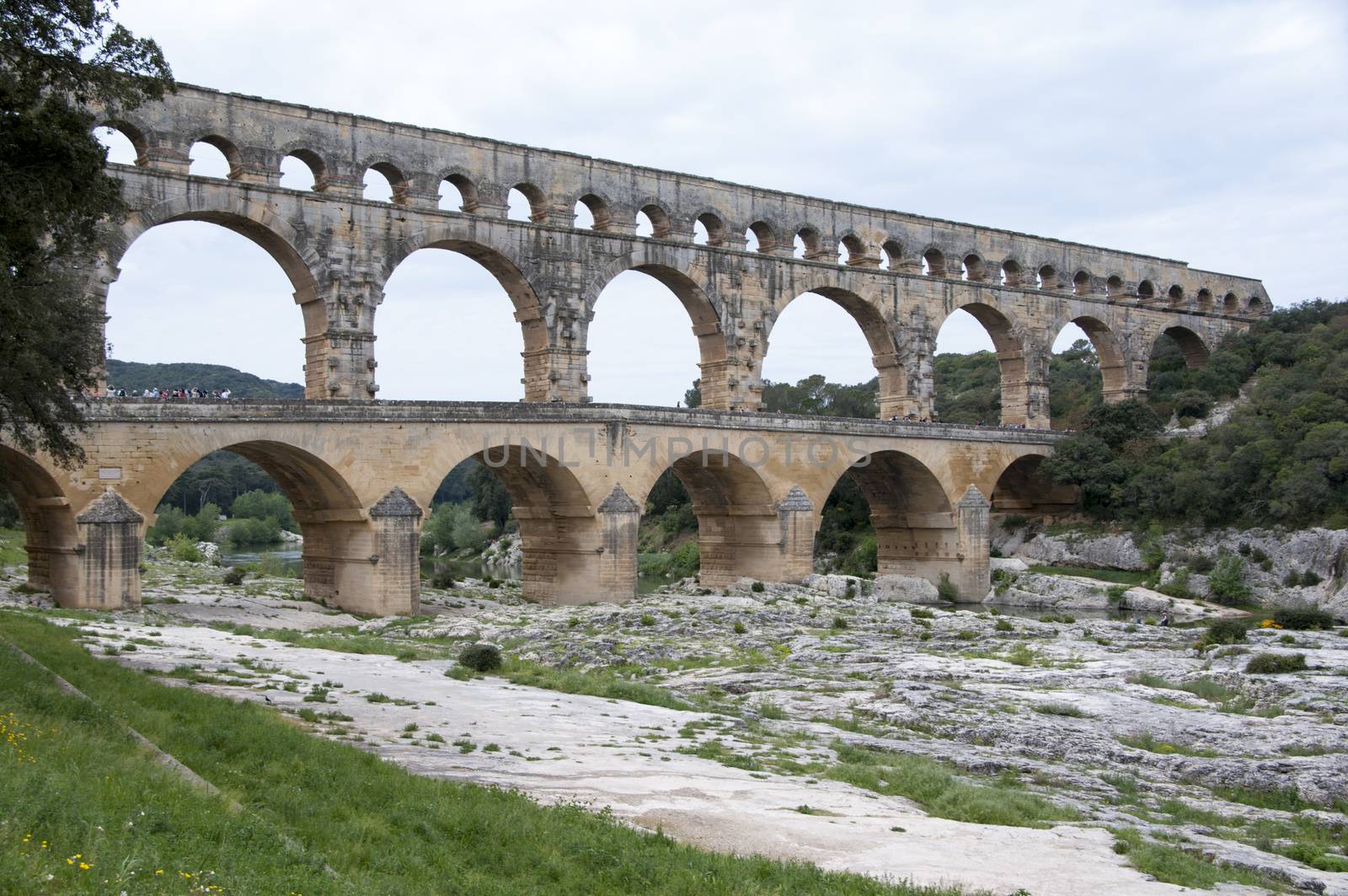 Pont du Gard, old Roman aqueduct, southern France near Nimes