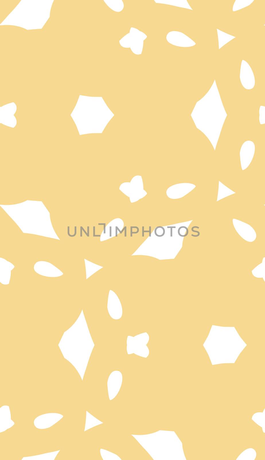 Seamless pattern of odd abstract white shapes over light brown