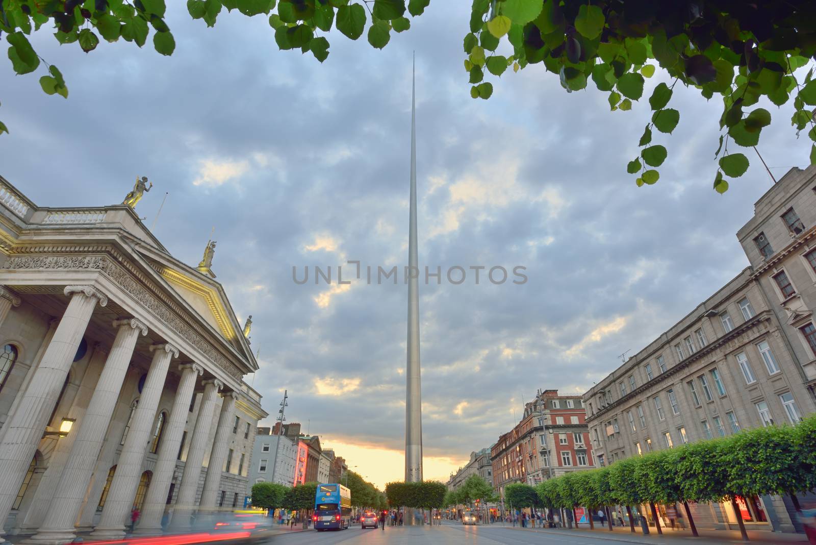 Spire in Dublin, Ireland in summer time