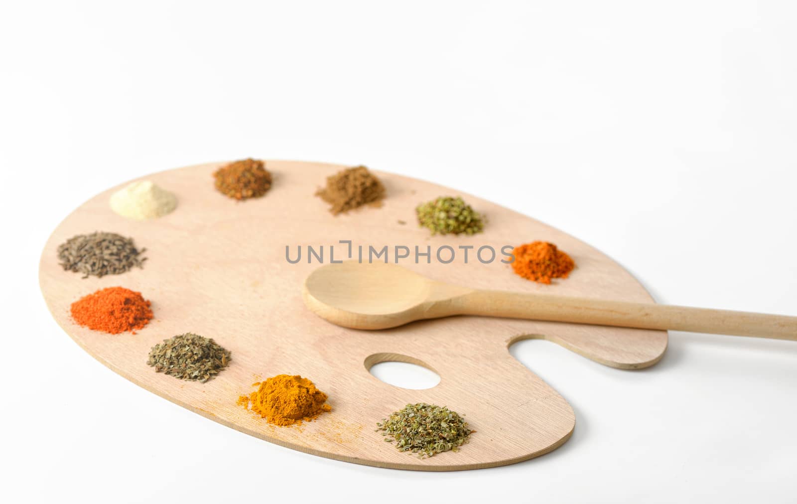 different spices and herbs isolated on white 