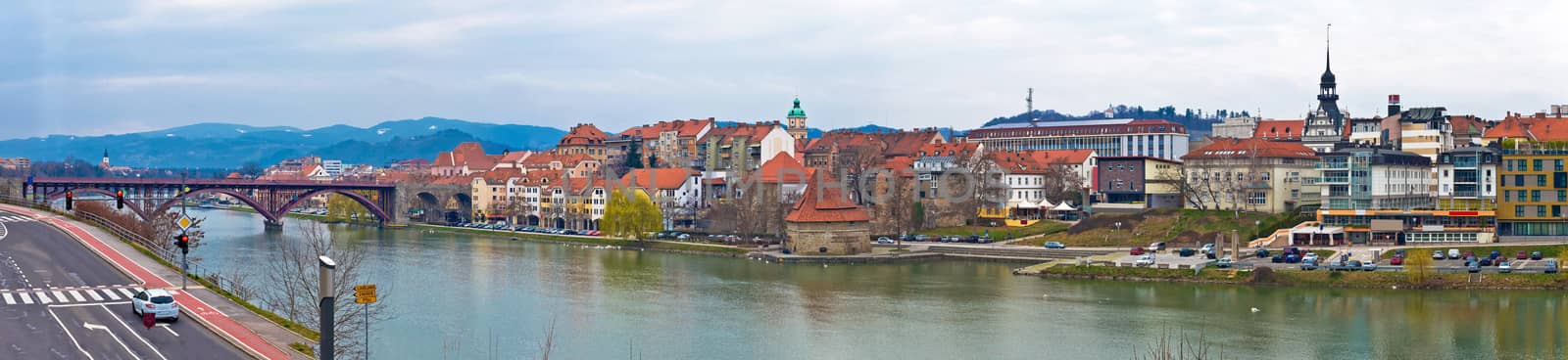 Town of Maribor riverfront panorama by xbrchx