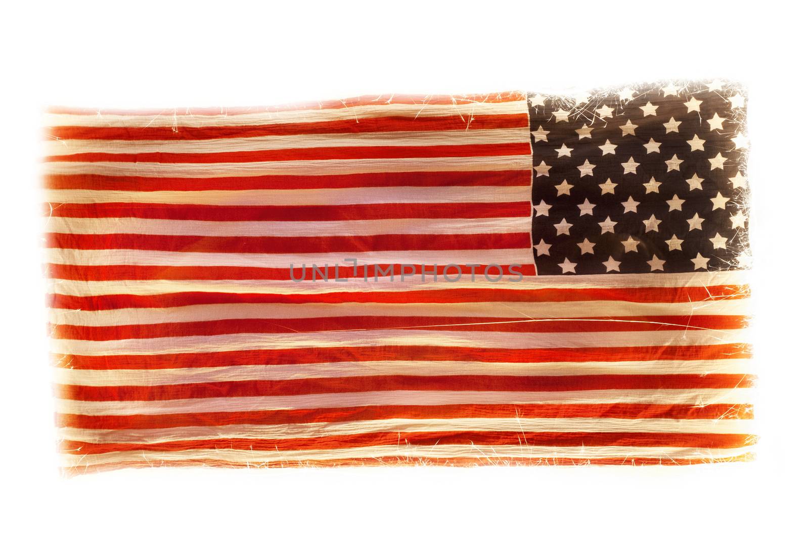 grunge American national flag isolated on white background