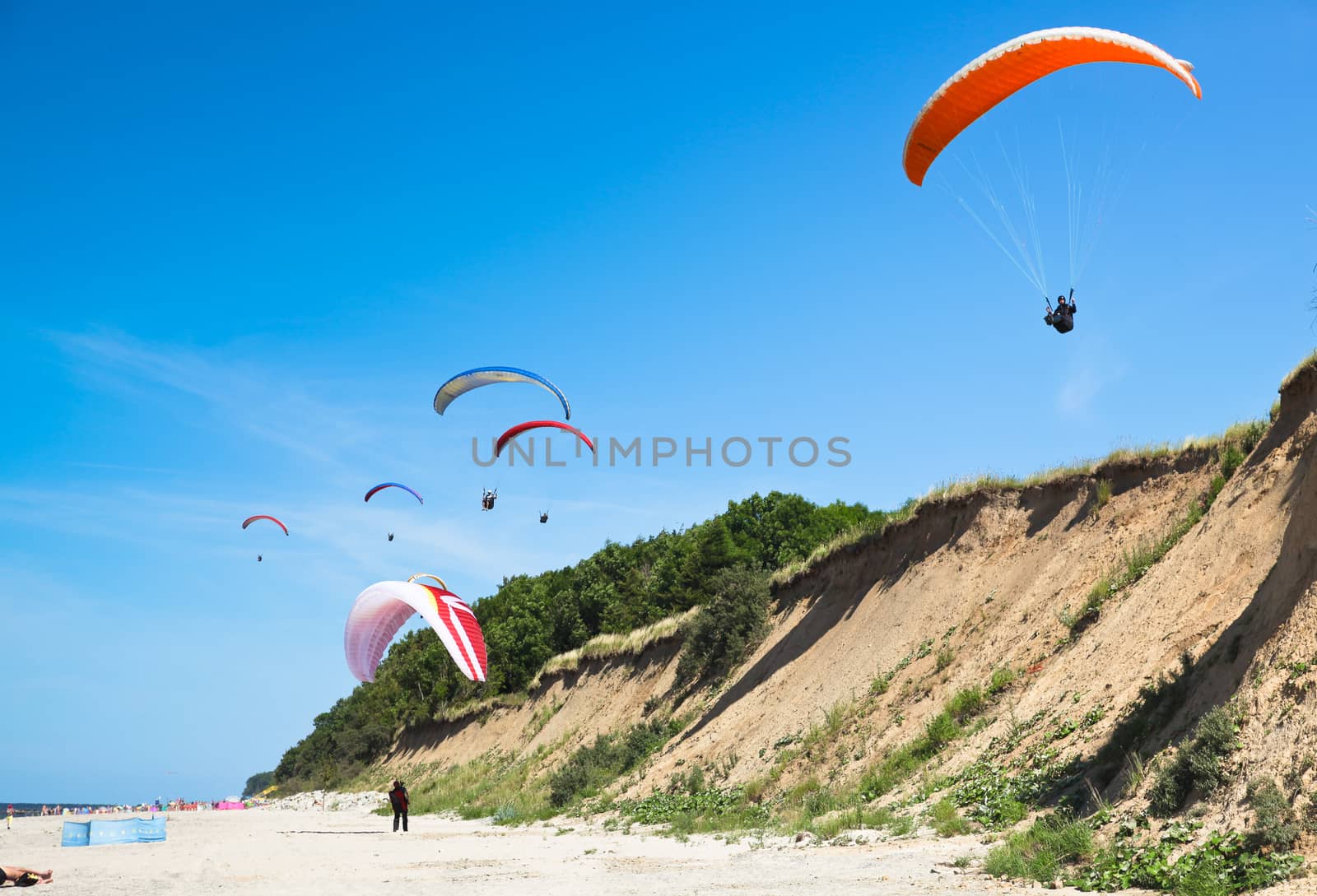 paraglider on the blue sky