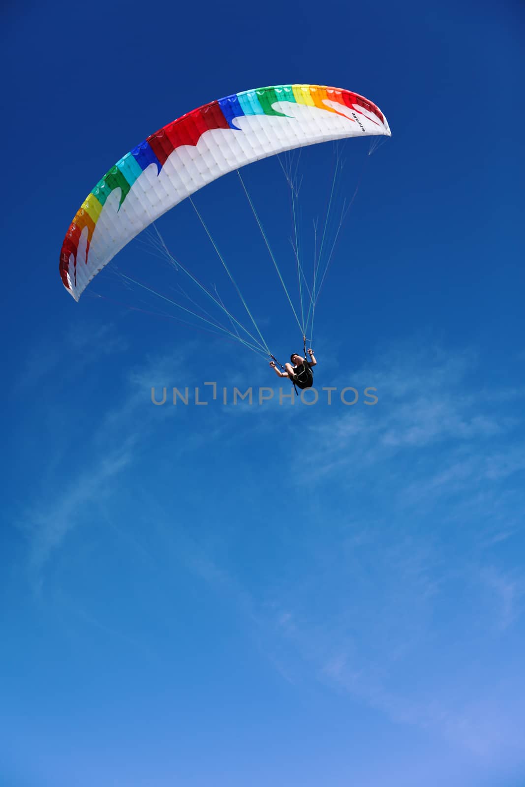 paraglider on the blue sky