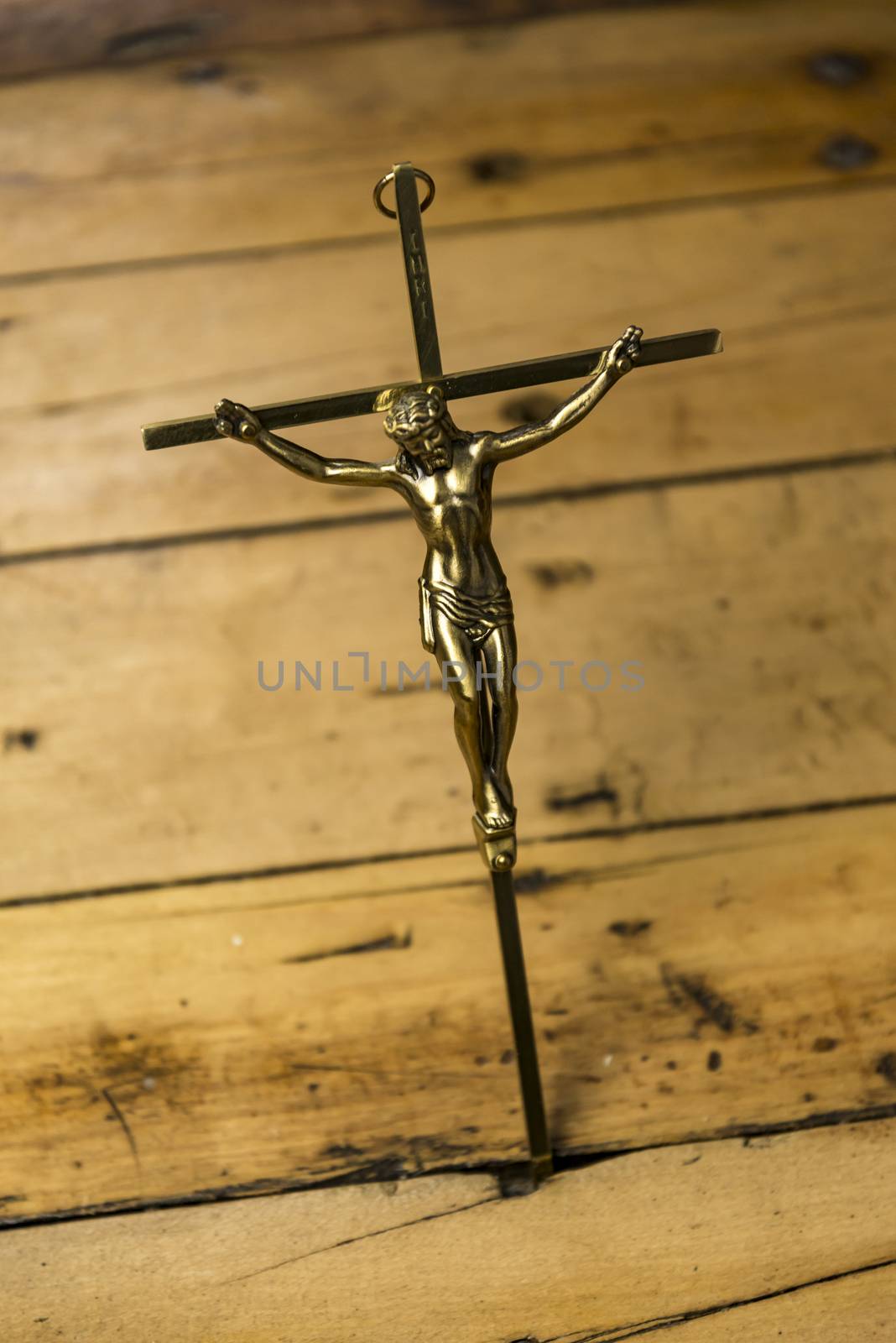 Jesus on the cross isolated on wood