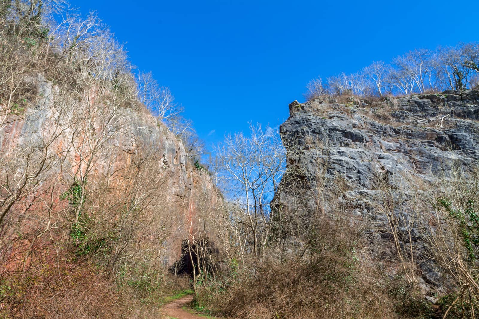 Disused quarry on a clear spring day.