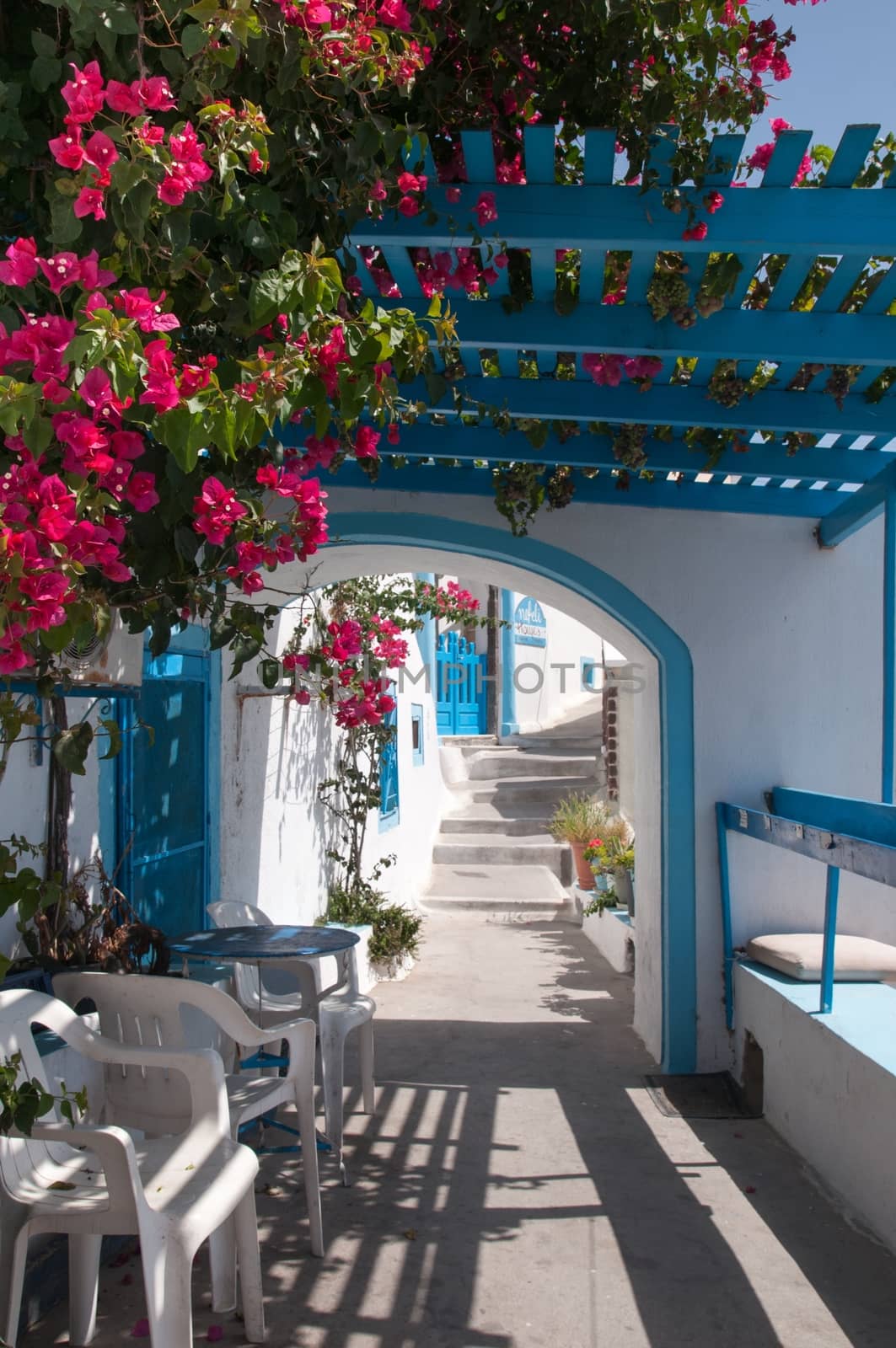 Narrow street in Santorini, Cycladic islands by mitakag