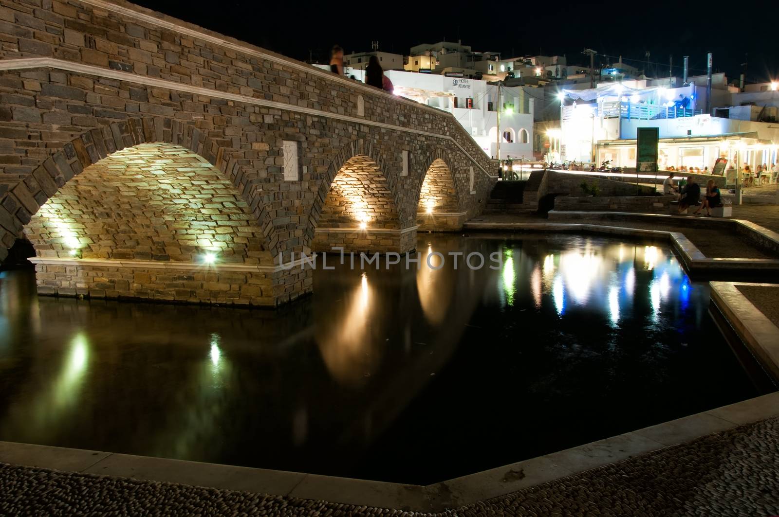 Bridge in the port of Naussa, Paros, Greece 
