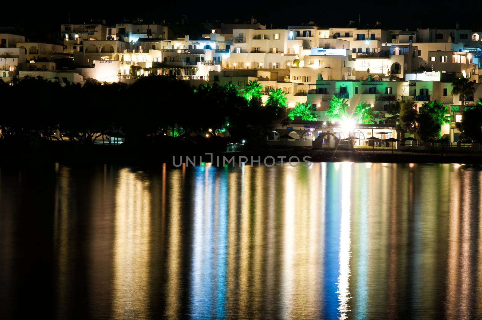 Night view of Naussa, Paros, Greece