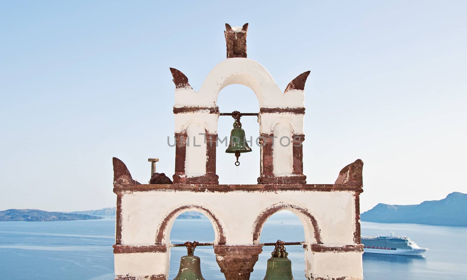 Vintage belfry in Oia, Santorini, Aegean sea