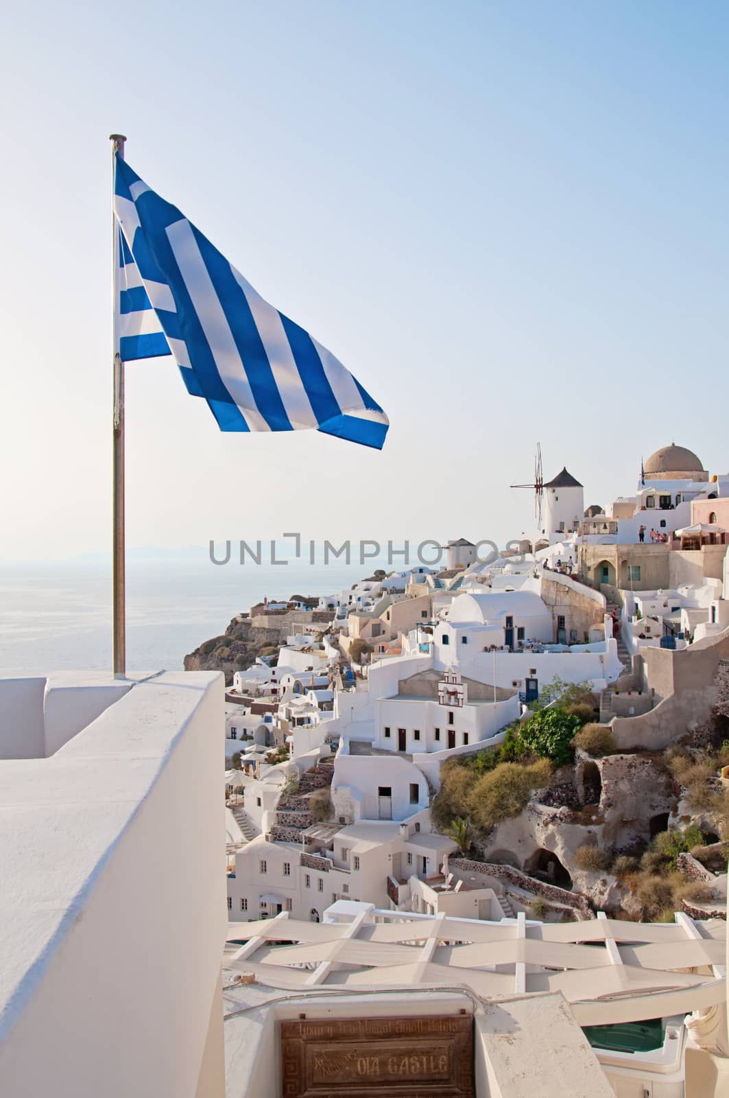 Panoramic view of Oia, Santorini, Aegean sea