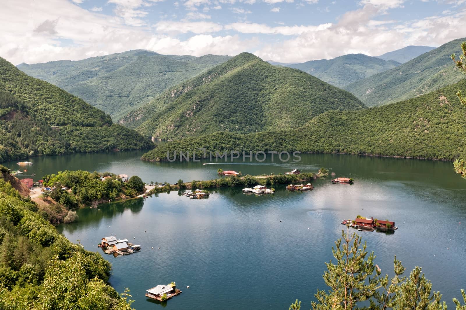 RHODOPE MOUNTAINS, BULGARIA: Fishing village on the Vacha Reservoir by mitakag