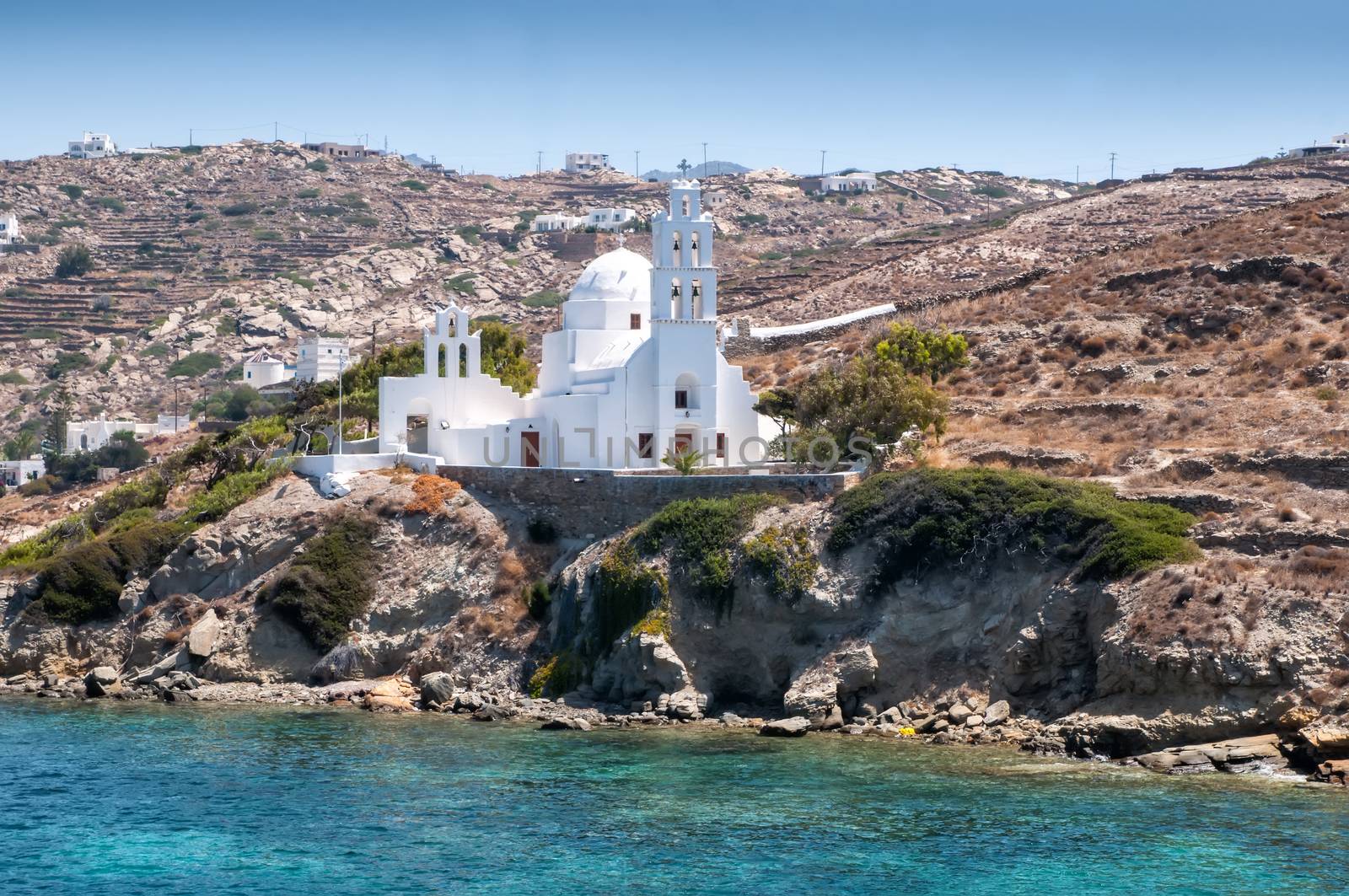 Lonely white church at Paros island by mitakag