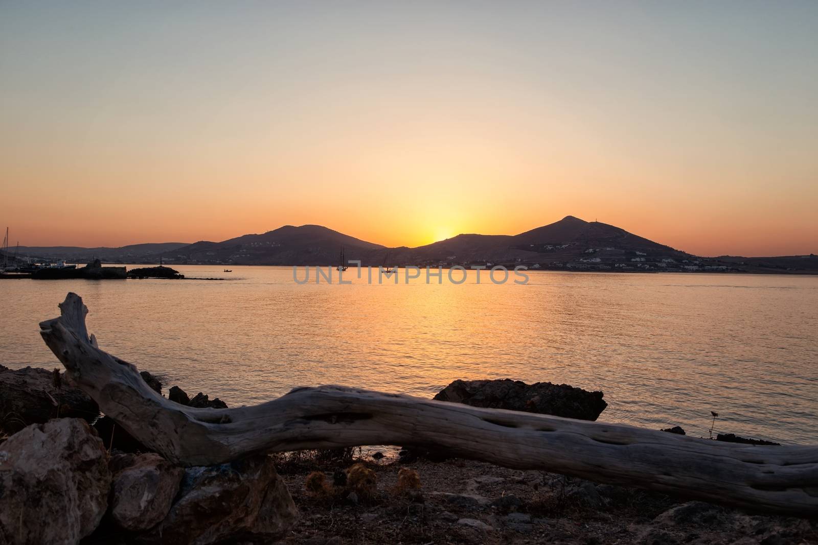 Sunset in Naussa, Paros, Greece