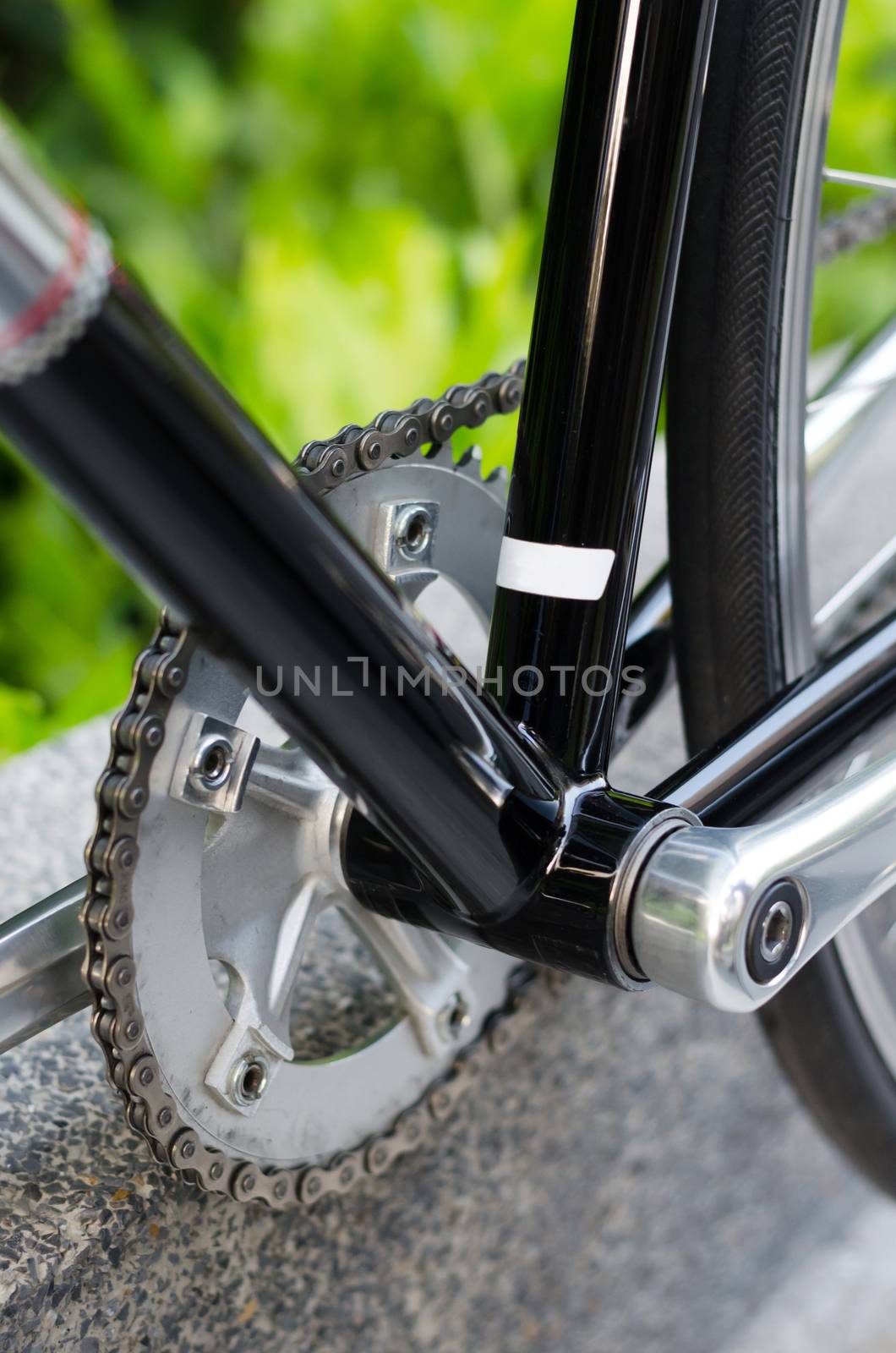 Close up of bicycle detail by siraanamwong