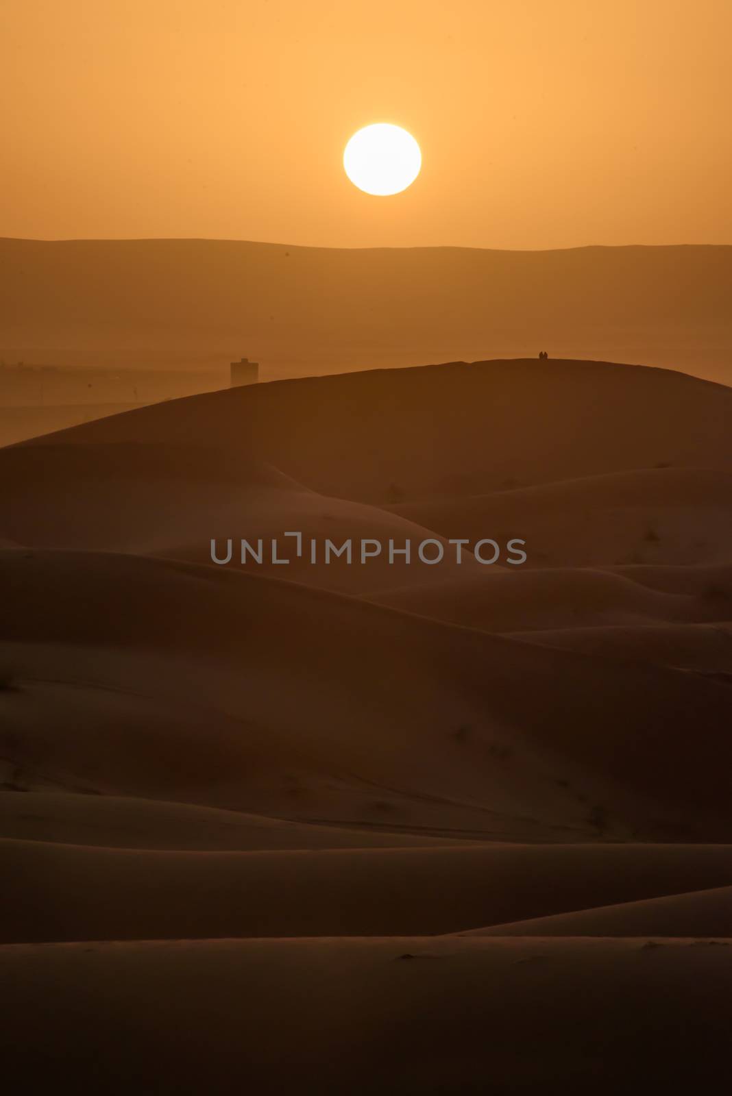 Sunset over the dunes, Morocco, Sahara Desert by johnnychaos