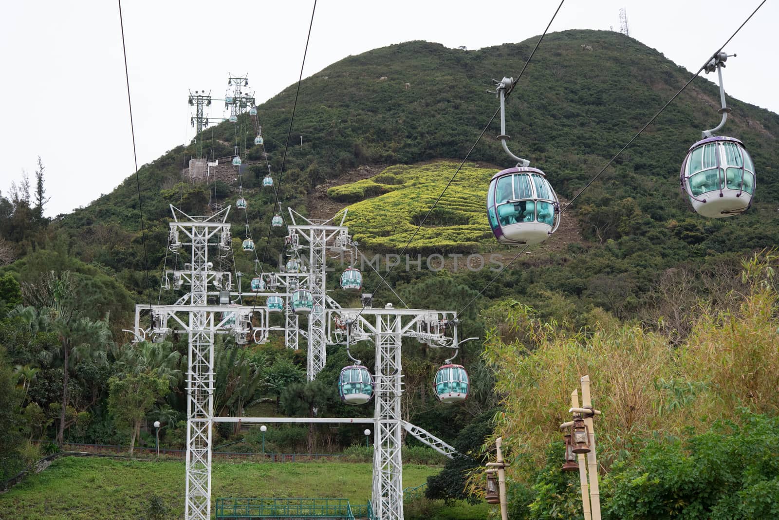 OCEAN PARK, HONGKONG - March 10, 2016: Cable car at Ocean Park - to carries tourists up to the entertainment park. Ocean Park is the most famous of theme park in Hong Kong.