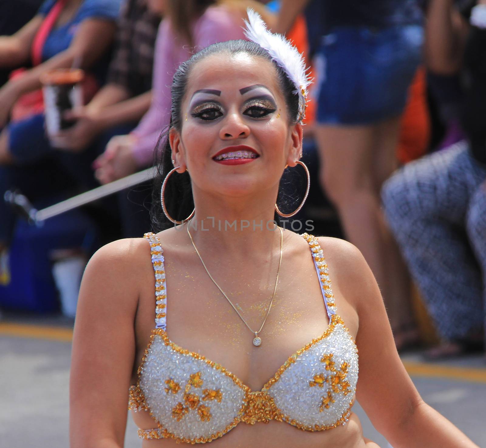 A dancer performing at a parade during a carnaval in Veracruz, Mexico 07 Feb 2016 No model release Editorial use only