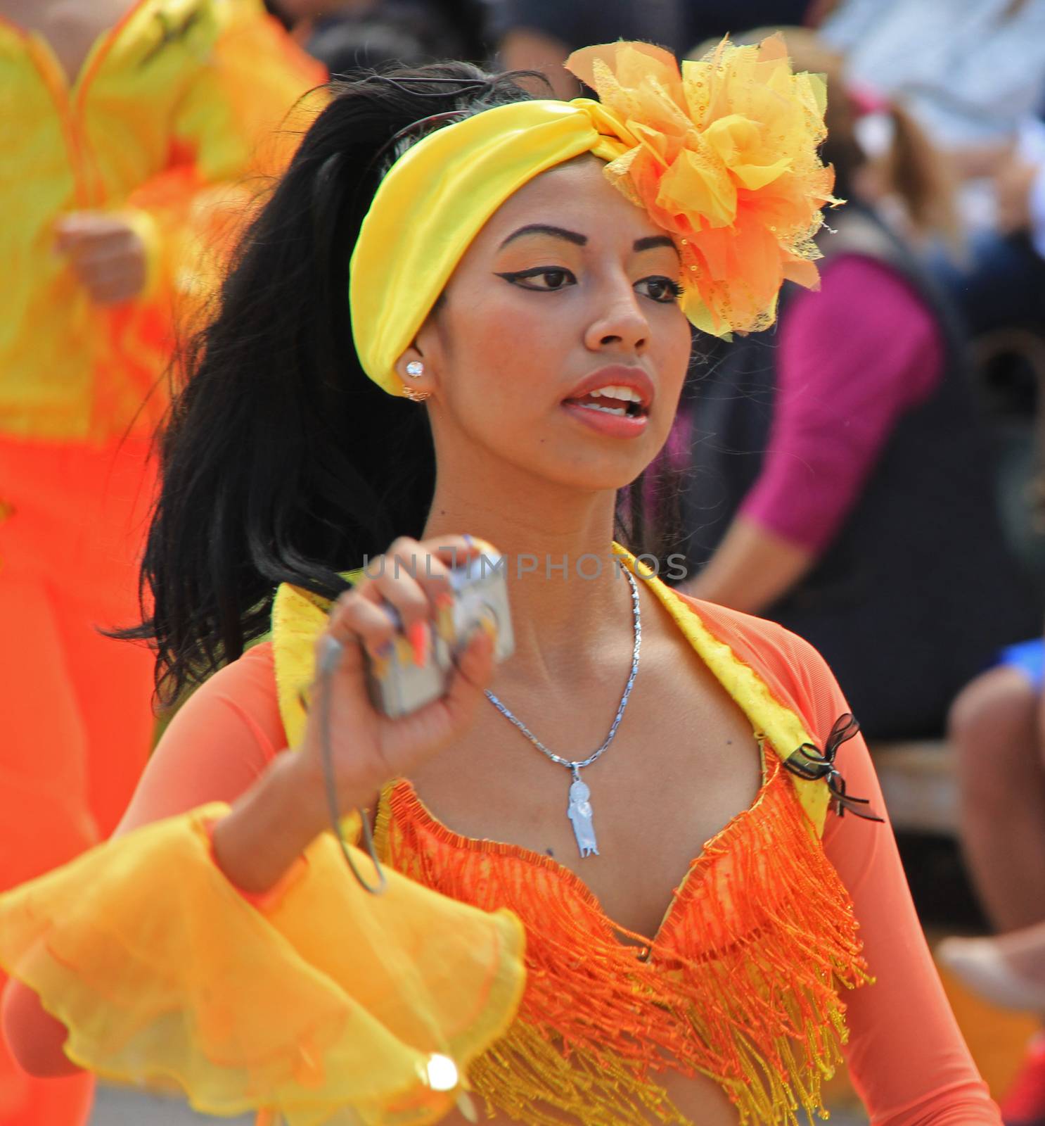 A dancer performing at a parade during a carnaval in Veracruz, Mexico 07 Feb 2016 No model release Editorial use only