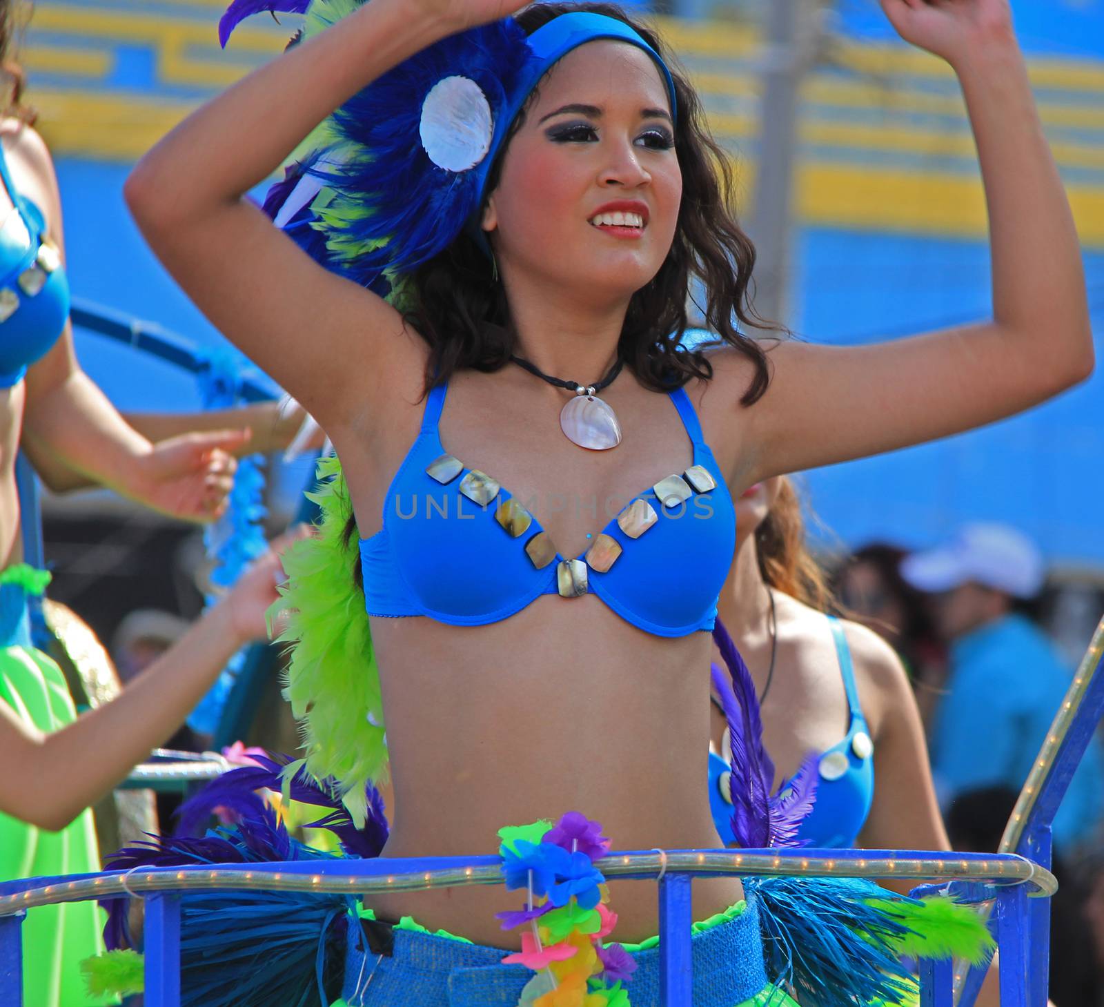 A dancer performing at a parade during a carnaval in Veracruz, Mexico 07 Feb 2016 No model release Editorial use only