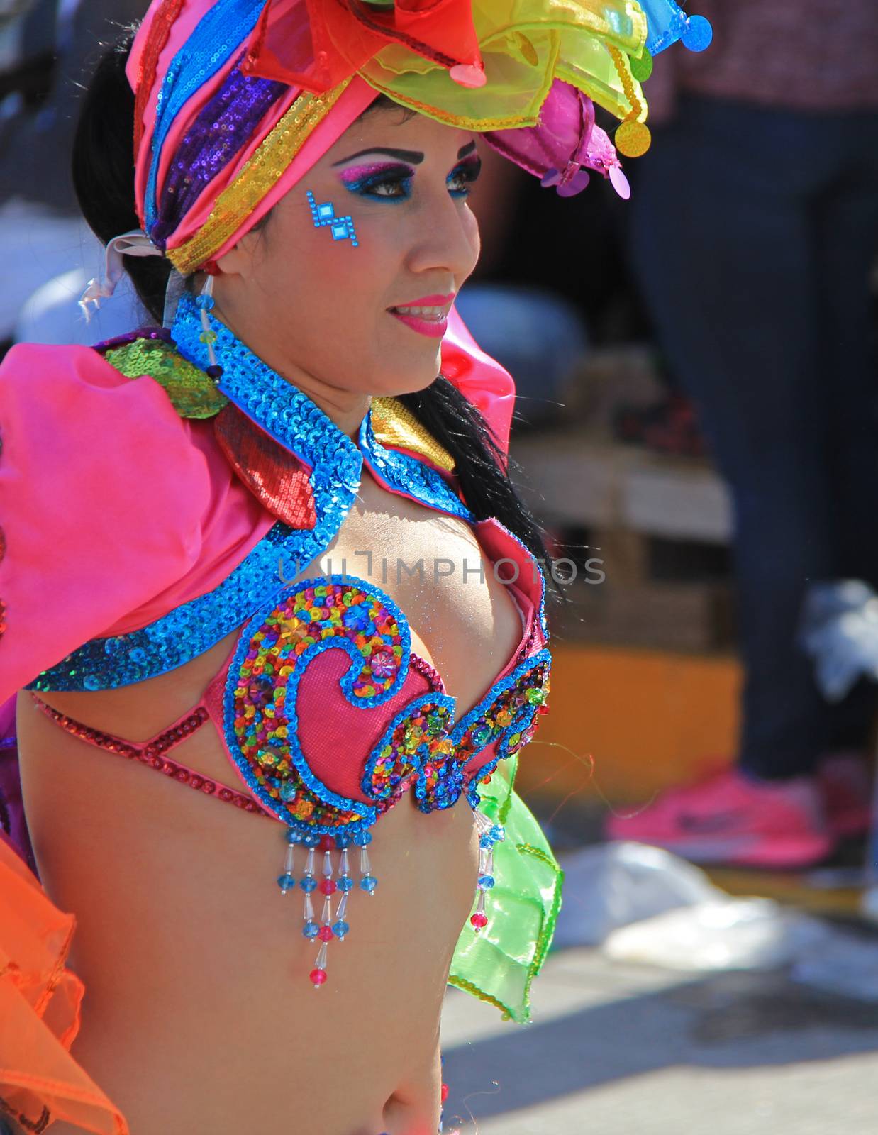 A dancer performing at a parade during a carnaval in Veracruz, Mexico 07 Feb 2016 No model release Editorial use only