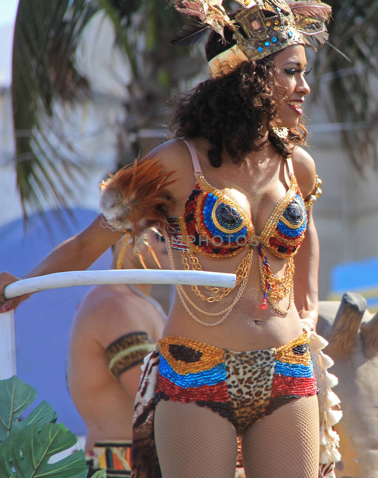 A dancer performing at a parade during a carnaval in Veracruz, Mexico 07 Feb 2016 No model release Editorial use only