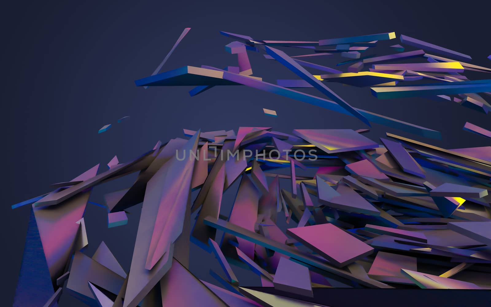 Abstract 3d rendering of chaotic structure.  by teerawit