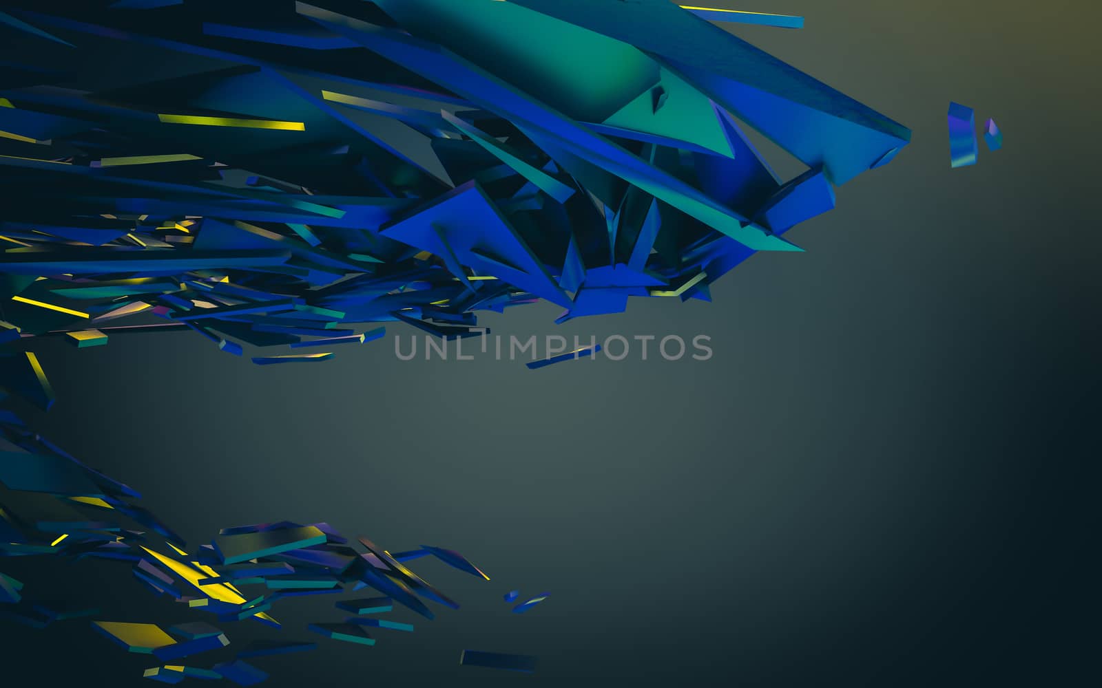 Abstract 3d rendering of chaotic structure.  by teerawit