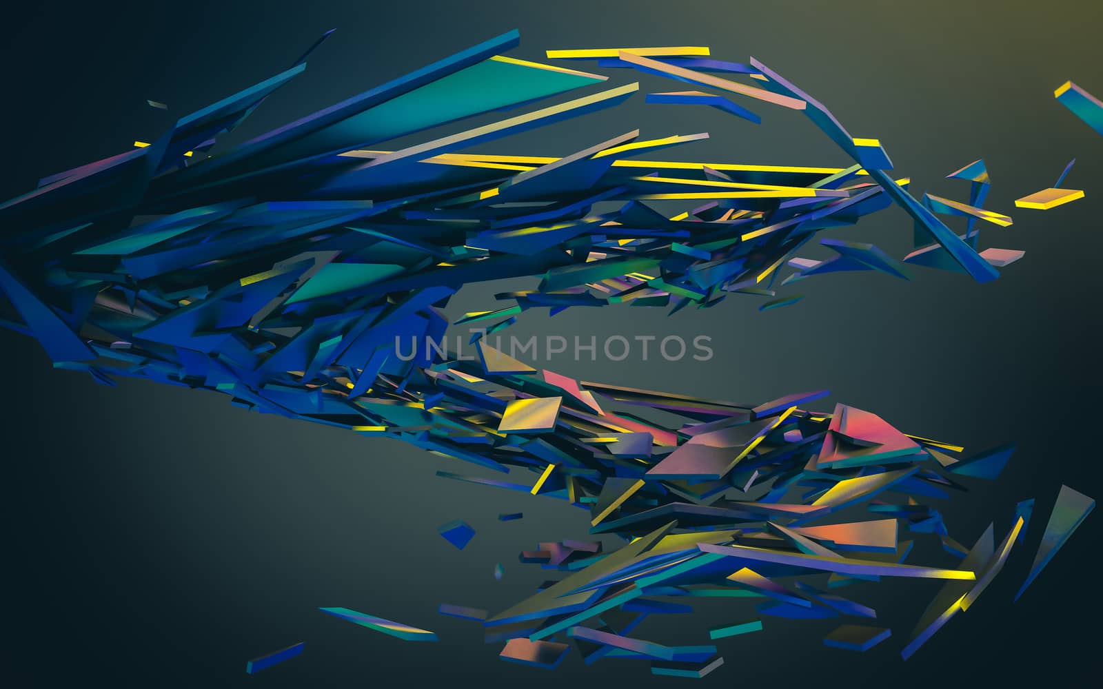 Abstract 3d rendering of chaotic structure.  by teerawit