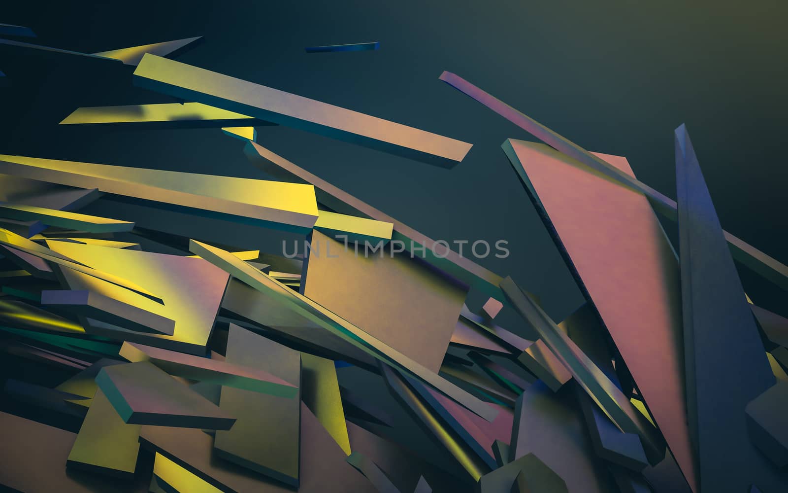 Abstract 3d rendering of chaotic structure.  by teerawit