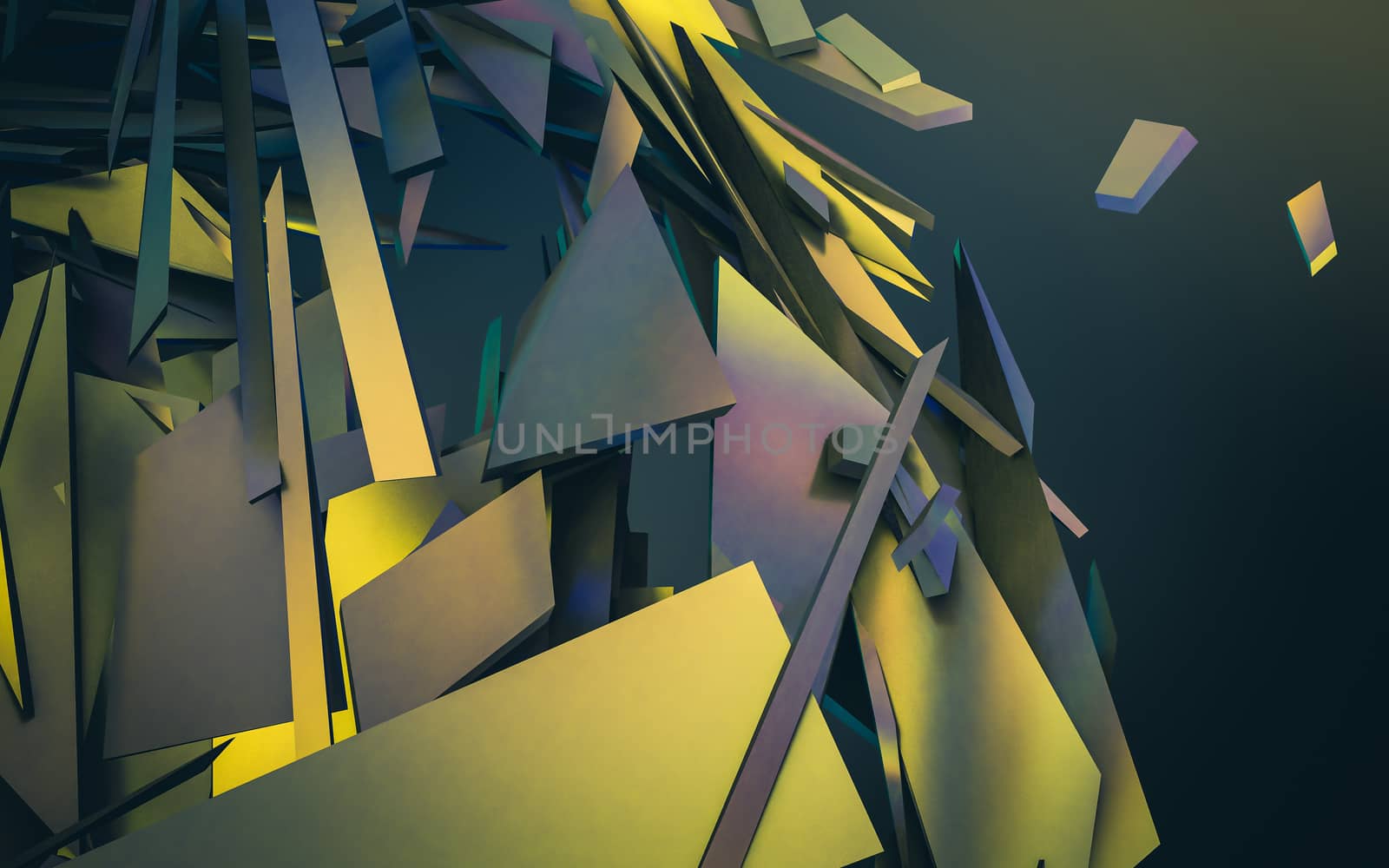 Abstract 3d rendering of chaotic structure.  by teerawit